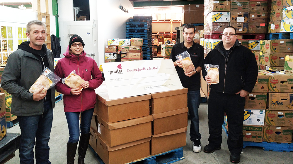 2,000 pounds of Quebec chicken in ­support of Moisson  Estrie and Moisson Granby
