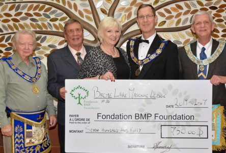 Local Masons present donation cheque to BMP Foundation