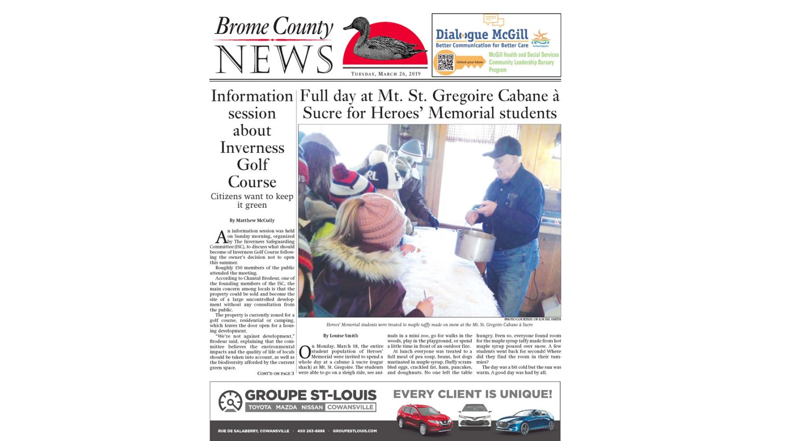 Brome County News – March 26, 2019 edition