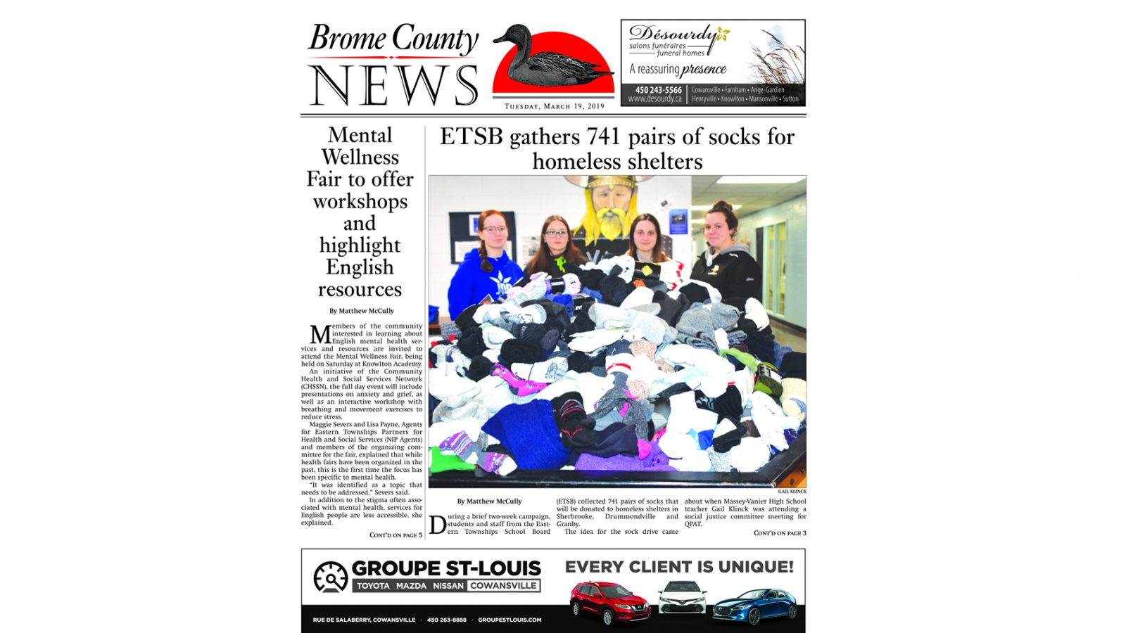 Brome County News – March 19, 2019 edition