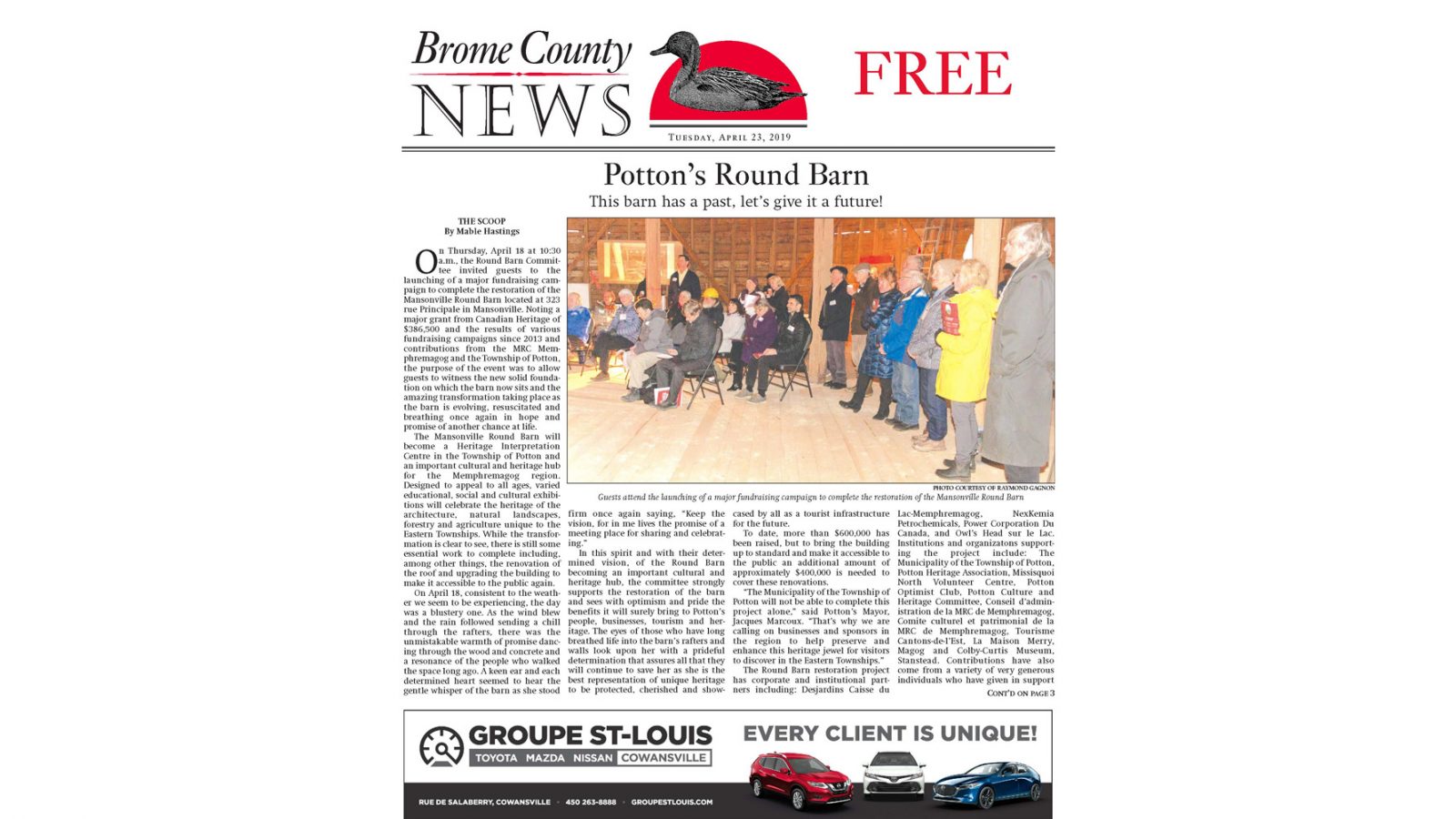Brome County News – April 23, 2019 edition