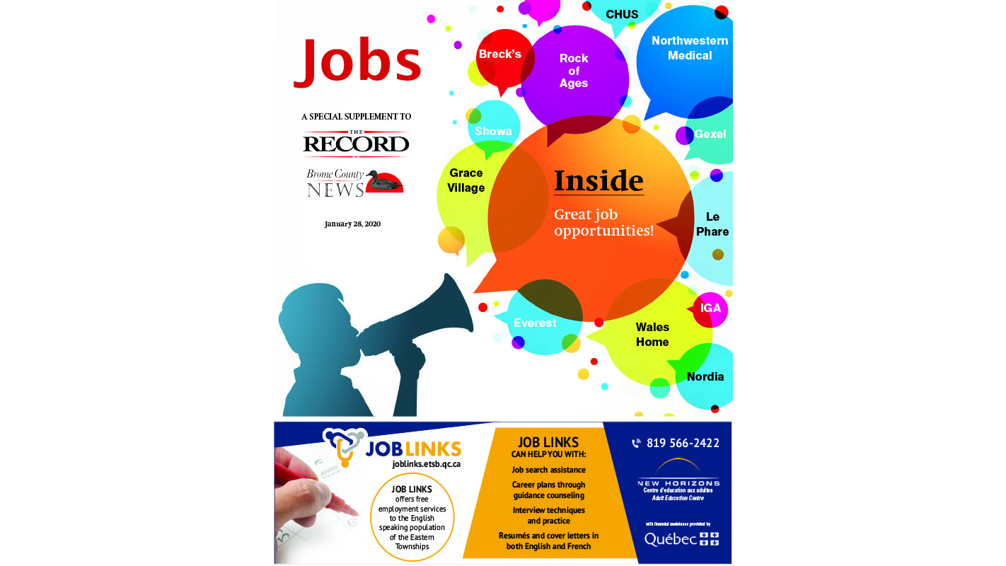 Jobs –  A special supplement to The Record & Brome County News – January 28, 2020