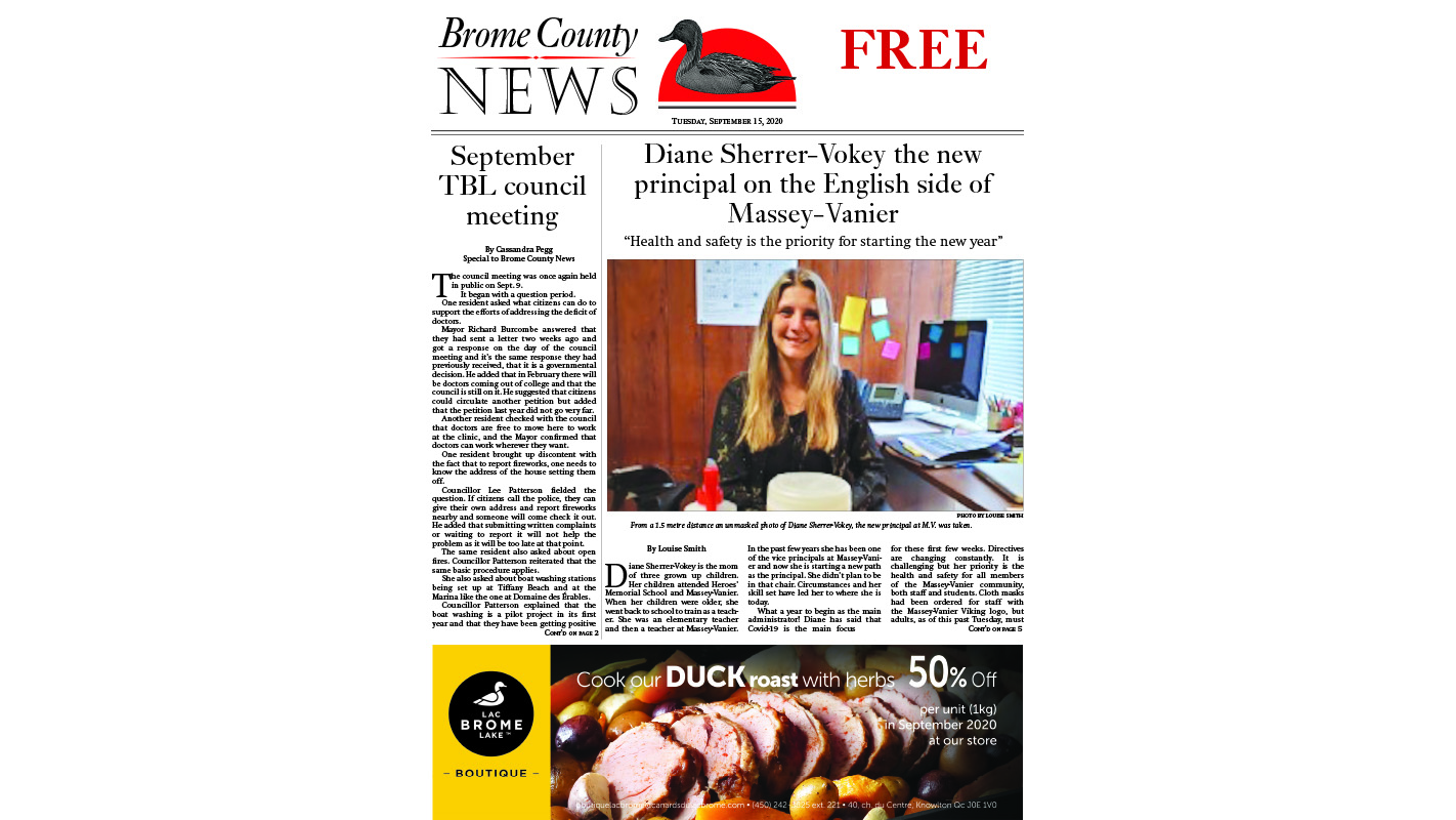 Brome County News – Sept. 15, 2020 edition