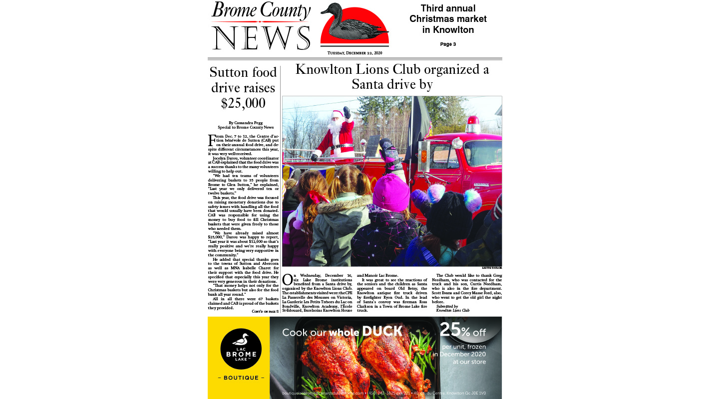 Brome County News – Dec. 22, 2020 edition