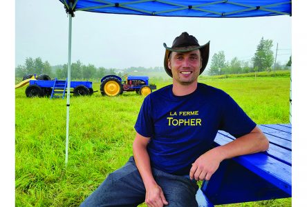 Topher farm inviting people to stop by, then get lost