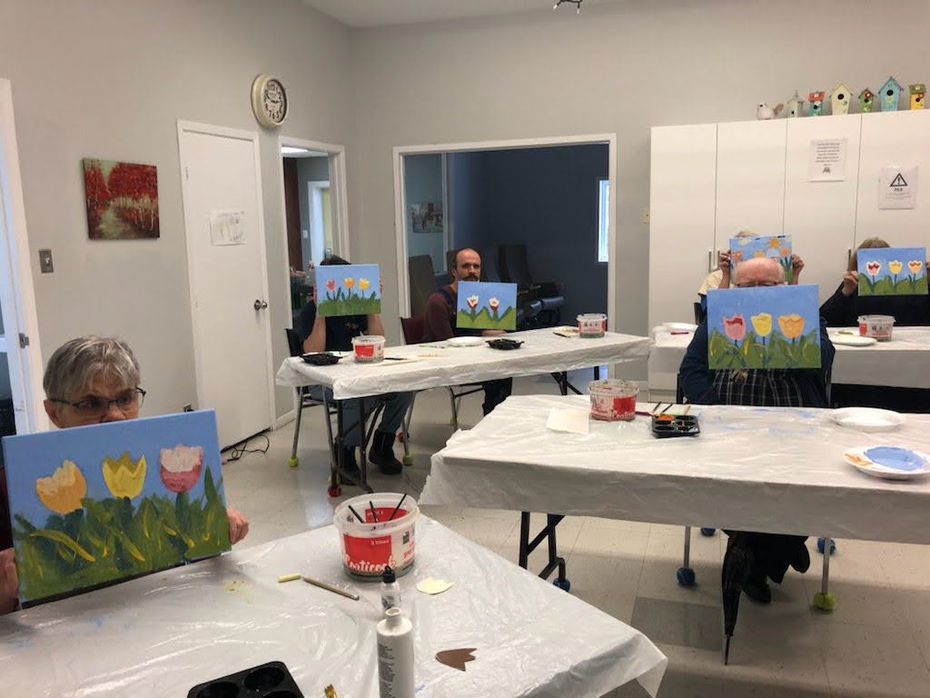 Fun day of painting at the Dixville Foundation drop-in centre