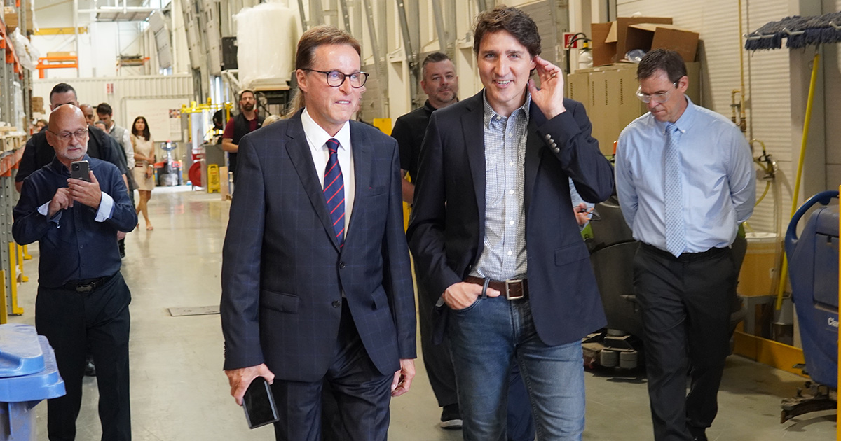 Trudeau tours Eastern Townships, takes no questions