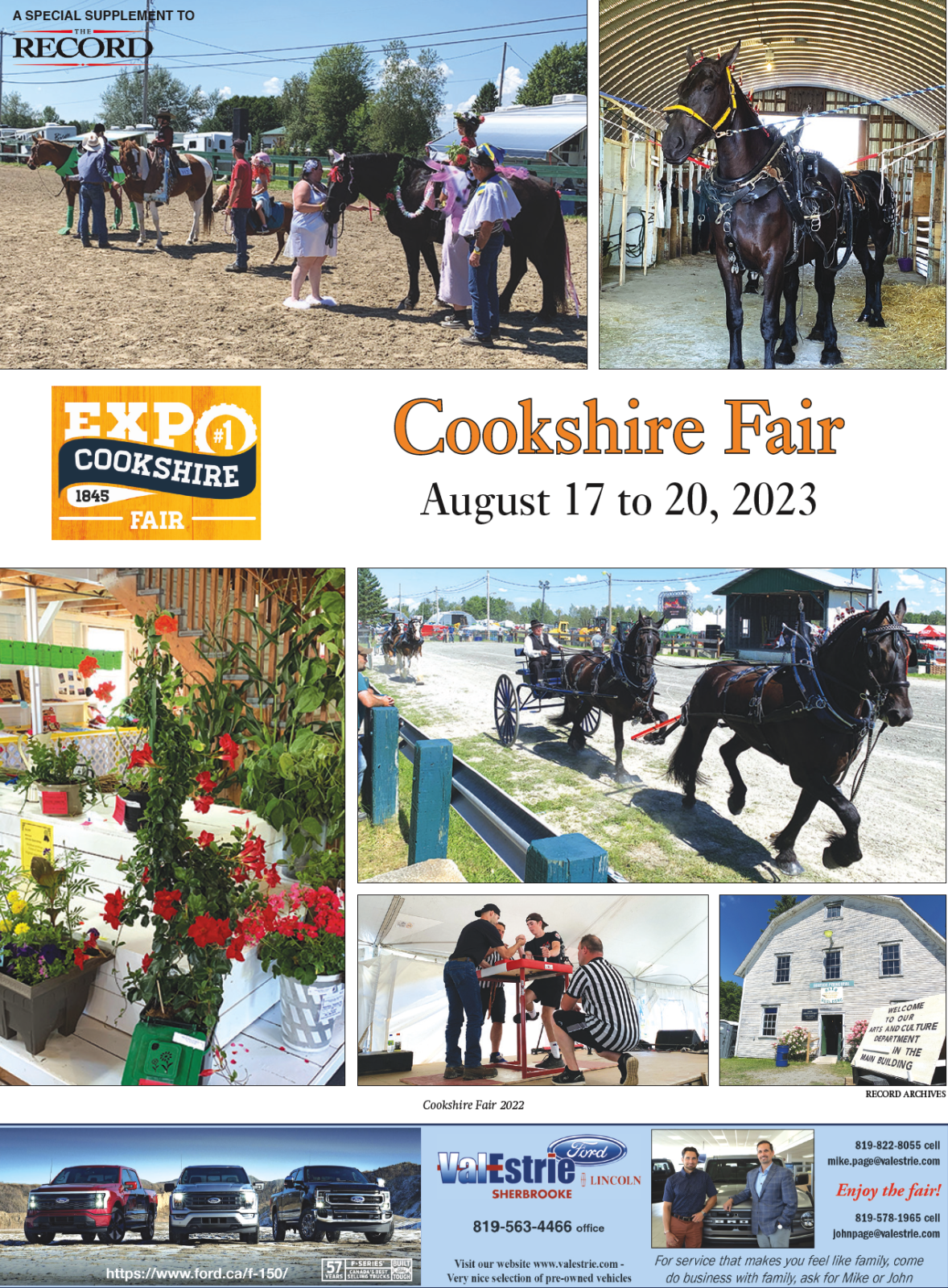 Cookshire Fair August 17 to 20, 2023